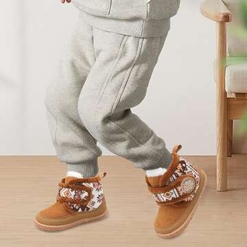 Scurtain Toddler Fur Boots Boy Girl Warm Winter Boots Toddler Fuzzy House Slippers Fall Bedroom Sock Shoes Brown Size