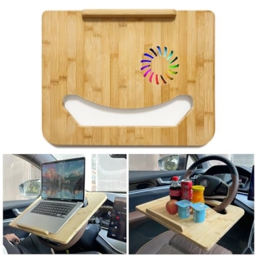 Smiley Car Steering Wheel Laptop Cooling Folding Desk - Your Portable On-the-Go Office