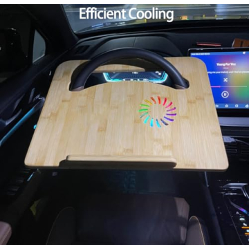 Smiley Car Steering Wheel Laptop Desk with Cooling Fans for Cars