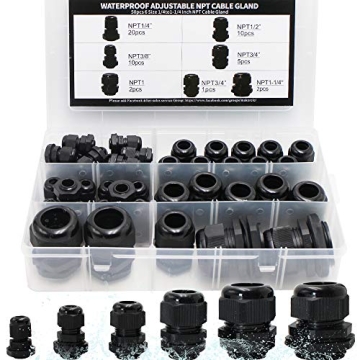 MAKERELE Waterproof NPT Cable Glands Kit - 50pc Set