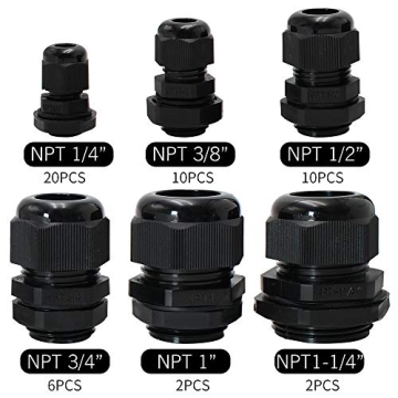 MAKERELE Waterproof NPT Cable Glands Kit - 50pc Set