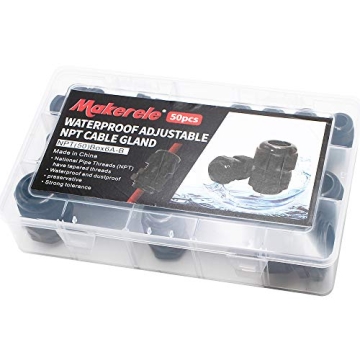 MAKERELE Waterproof NPT Cable Glands Kit - 50pc Set