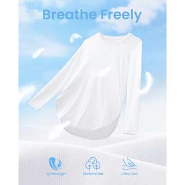 G4Free Women's UPF 50+ Sun Protection Long Sleeve Workout UV Shirts for Outdoor Gym Quick Dry Hiking Tops(White,M)