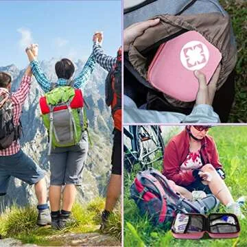 400Pcs Travel First Aid Kits for Car Emergency Preparedness Items Urgent Accident Essentials Kit Survival Gear Equipment Sports First Aid Kit for College Dorm Student, Home, Boat, Pink YIDERBO