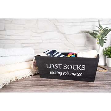Lost Socks Basket for Laundry Room Farmhouse Decor