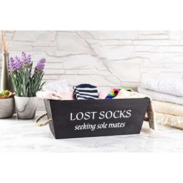 Lost Socks Basket for Laundry Room Farmhouse Decor