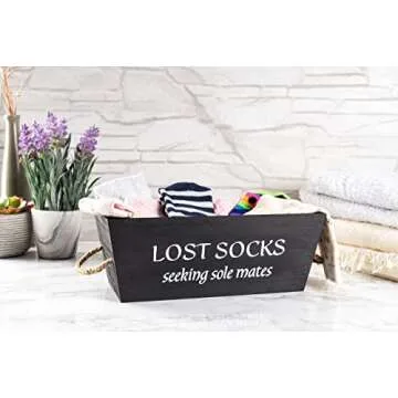 Lost Socks Basket for Laundry Room Farmhouse Decor