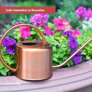 Homarden 60 oz Water Can Metal - Stainless Steel Watering Can with Long Spout for Outdoor and Indoor Plants - Small Watering Jug for Houseplants, Mini Plant Waterer - 8.8" x 15.7" (Teal)