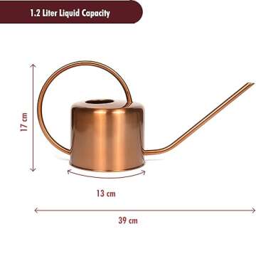 Homarden 60 oz Water Can Metal - Stainless Steel Watering Can with Long Spout for Outdoor and Indoor Plants - Small Watering Jug for Houseplants, Mini Plant Waterer - 8.8" x 15.7" (Teal)