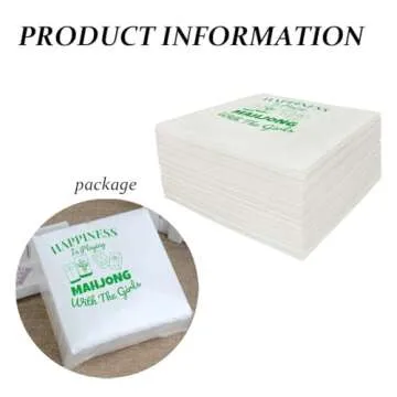 VOWFOO Mah Jongg Mahjong Cocktail Napkins 50Pcs Happiness Is Playing Mahjong With The Girls Napkins For Casual Gatherings Game Nights Bridal Showers Birthday Party 5 x 5 2-ply (Mahjong With Girls)