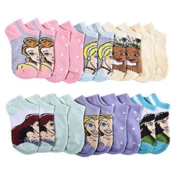 Disney Princess girls No Show Socks, Grey Heather (10 Pack), Medium US