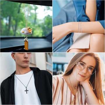 Topacket 33Feet Stainless Steel Necklace Chains Cable Link Chains for Jewelry Making DIY Craft Kit with Lobster Clasps Jump Rings