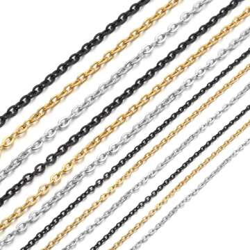 Topacket 33Feet Stainless Steel Necklace Chains Cable Link Chains for Jewelry Making DIY Craft Kit with Lobster Clasps Jump Rings