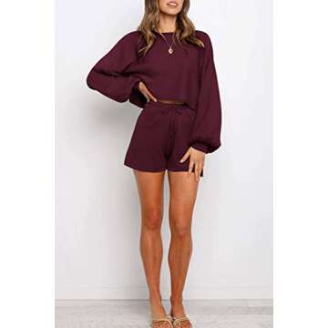 ZESICA Women's Wine Pullover Sweatsuit - Comfy 2 Piece Set