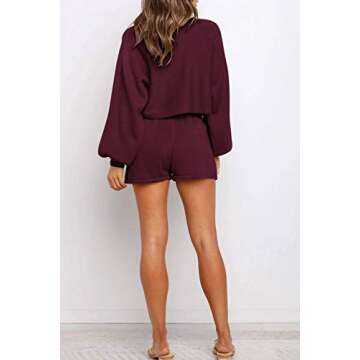 ZESICA Women's Wine Pullover Sweatsuit - Comfy 2 Piece Set