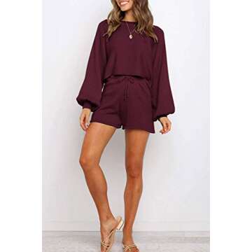 ZESICA Women's Wine Pullover Sweatsuit - Comfy 2 Piece Set