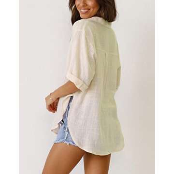 Stylish Womens Button Down Linen Shirts for Work and Casual Wear