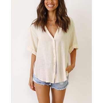 Stylish Womens Button Down Linen Shirts for Work and Casual Wear