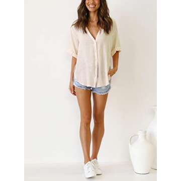 Stylish Womens Button Down Linen Shirts for Work and Casual Wear