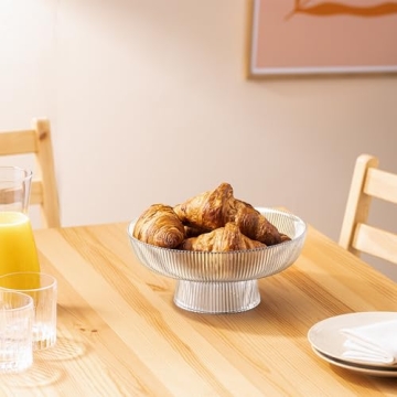 Navaris Decorative Glass Fruit Bowl for Home Decor