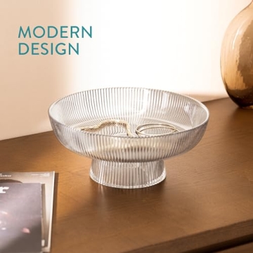 Navaris Decorative Glass Fruit Bowl for Home Decor