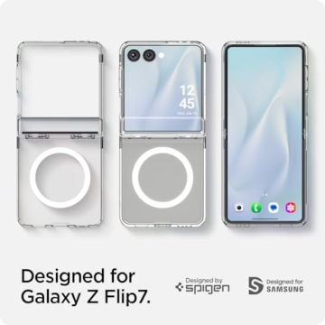 Spigen Ultra Hybrid Pro Case for Galaxy Z Flip 7 - Clear Hinge Protection and Qi Certified