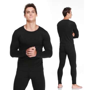 JZCreater Thermal Underwear for Men, Mens Long Johns Thermal Underwear Set, Fleece Lined Base Layer ...