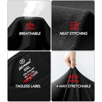 JZCreater Thermal Underwear for Men, Mens Long Johns Thermal Underwear Set, Fleece Lined Base Layer for Cold Weather Black