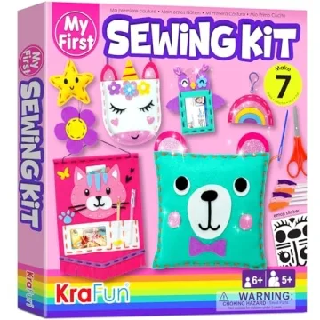 KRAFUN My First Sewing Kit for Kids - 7 Easy DIY Projects for Fun Learning!