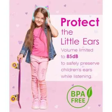 FosPower Kids Headphones with LED Cat Ears for Kids