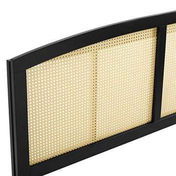 Modway Halcyon Cane Woven Rattan King Headboard in Black