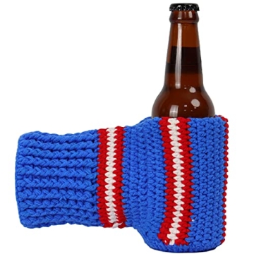 FunisFun Beer Mitten Gloves, Knit Stitched Drink Mitt Holder for White Elephant Gag Gift Tailgating ...