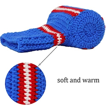 FunisFun Beer Mitten Gloves, Knit Stitched Drink Mitt Holder for White Elephant Gag Gift Tailgating Idea (Rangers-Blue)