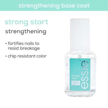 essie Nail Care, 8-Free Vegan, Strong Start Base Coat, strengthening nail polish, 0.46 fl oz