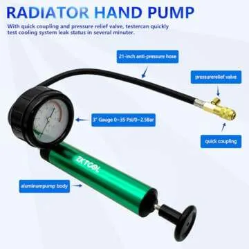 ZKTOOL Aluminum Automotive Cooling System Radiator Pressure Tester Tool,Pressure Test Pump with Pres...
