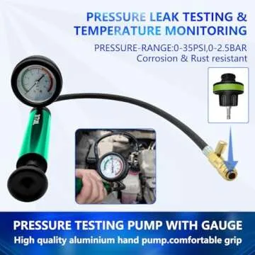 ZKTOOL Aluminum Automotive Cooling System Radiator Pressure Tester Tool,Pressure Test Pump with Pressure Gauge, Aluminum Hand Pump.Compatible with adapters for Various car Models.