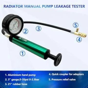 ZKTOOL Aluminum Automotive Cooling System Radiator Pressure Tester Tool,Pressure Test Pump with Pressure Gauge, Aluminum Hand Pump.Compatible with adapters for Various car Models.