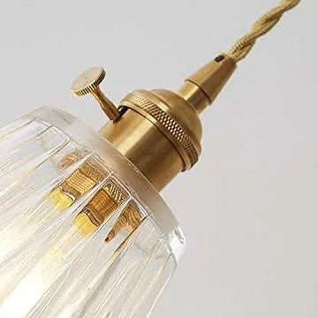 LITFAD Mini Pendant Single Light with Clear Prismatic Glass Modern LED Pendant Lamp Nordic Style Ceiling Hanging Light for Bedside Hallway Kitchen Dining Room - A