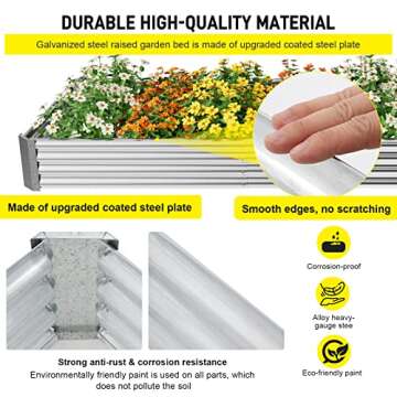 Doniks Raised Garden Beds 12×4×1ft Outdoor Metal Galvanized Garden Planting Box for Vegetables Lawn Green Flowers, Fruits, Terrace