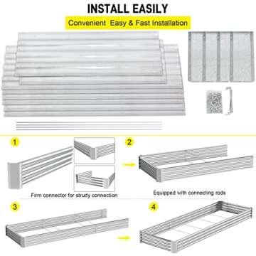 Doniks Raised Garden Beds 12×4×1ft Outdoor Metal Galvanized Garden Planting Box for Vegetables Lawn Green Flowers, Fruits, Terrace