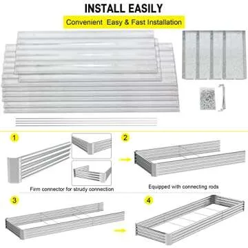 Doniks Raised Garden Beds 12×4×1ft Outdoor Metal Galvanized Garden Planting Box for Vegetables Lawn Green Flowers, Fruits, Terrace