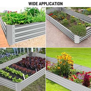Doniks Raised Garden Beds 12×4×1ft Outdoor Metal Galvanized Garden Planting Box for Vegetables Lawn Green Flowers, Fruits, Terrace