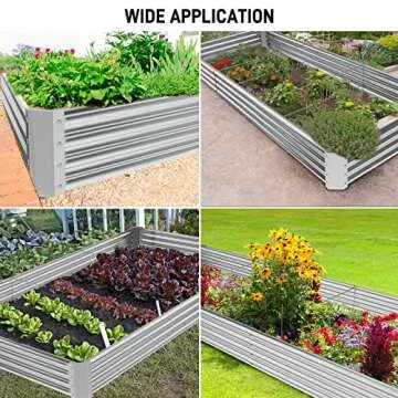 Doniks Raised Garden Beds 12×4×1ft Outdoor Metal Galvanized Garden Planting Box for Vegetables Lawn Green Flowers, Fruits, Terrace
