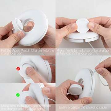 PZOZ Charger Stand for Apple Watch, Portable Charging Station Cable Management Dock Holder Organizer for Band Series Ultra 8 SE2 7 6 SE 5 4 3 2 1 45mm 44mm 42mm 41mm 40mm 38mm Accessories White