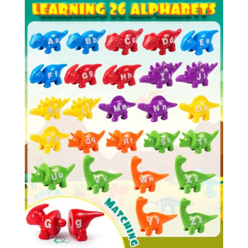 52 PCS Dinosaur Matching Toy for Learning ABCs and Colors