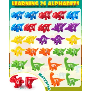 52 PCS Dinosaur Matching Toy for Learning ABCs and Colors