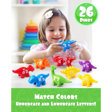 52 PCS Dinosaur Matching Toy for Learning ABCs and Colors