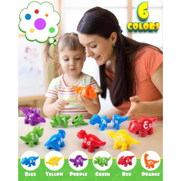 52 PCS Dinosaur Matching Toy for Learning ABCs and Colors