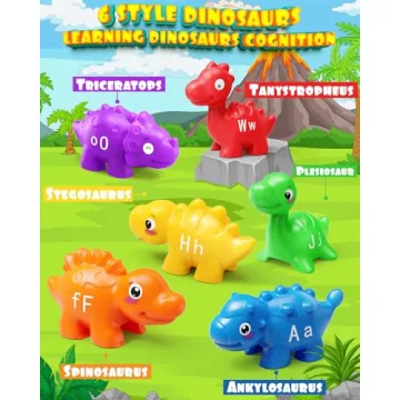 52 PCS Dinosaur Matching Toy for Learning ABCs and Colors