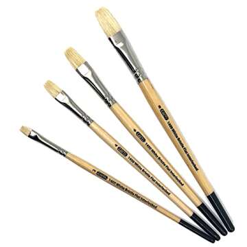 ZEM Hog Bristle Artist Brush Set - Flats 2, 4, 6, 8